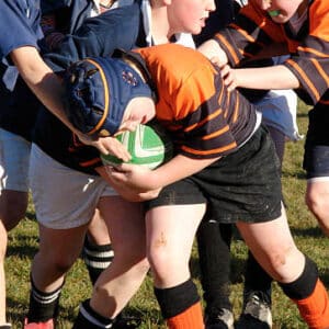 Schoolboy rugby / football play
